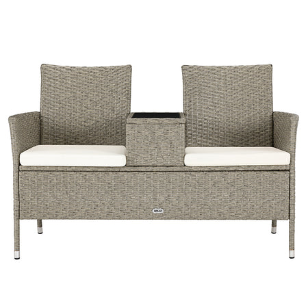 Divanetto Panca 2posti Giardino Patio Beige in Polyrattan 123x54 H 82.5cm Hotel Bar