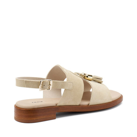 Frau sandali donna con nappine in pelle scamosciata cappuccino 87D1