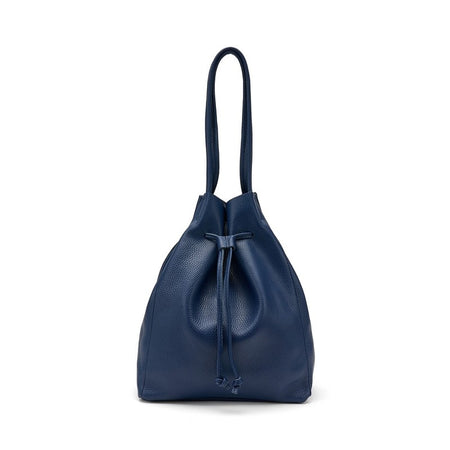 Frau borsa morbida a secchiello in pelle blu B403