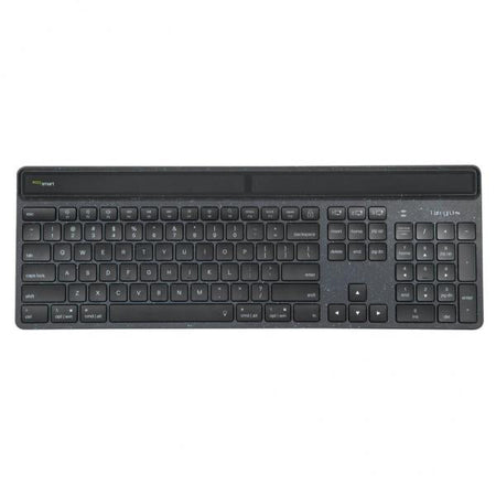 Targus EcoSmart AKB868UK tastiera Universale Bluetooth QWERTY Inglese UK Nero (Targus EcoSmart - Keyboard - sustainable energy harvesting - antimicrobial - backlit - wireless - Bluetooth 5.0 - QWERTY