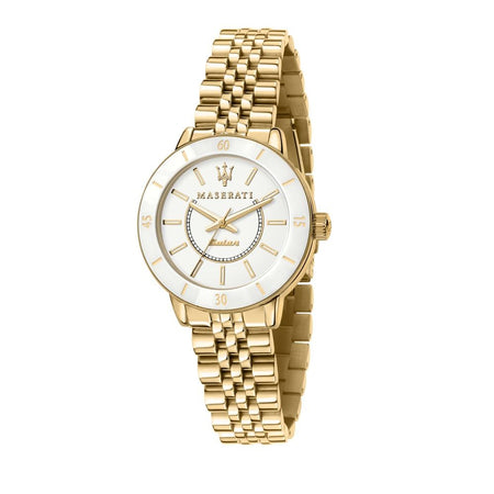 Orologio MASERATI donna Successo Solar acciaio dorato / bianco