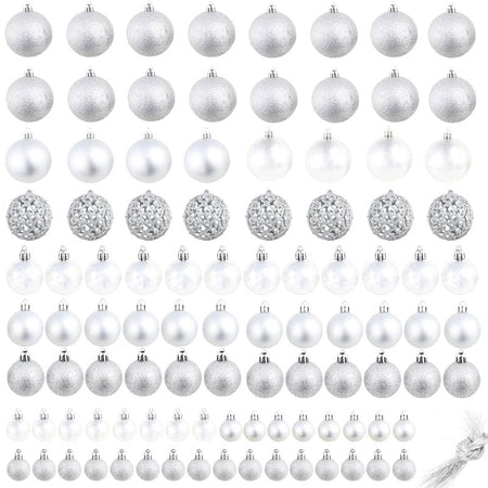 Confezione 100 Palline Natale 3 4 6 cm Silver Addobbi Albero Interne Esterne