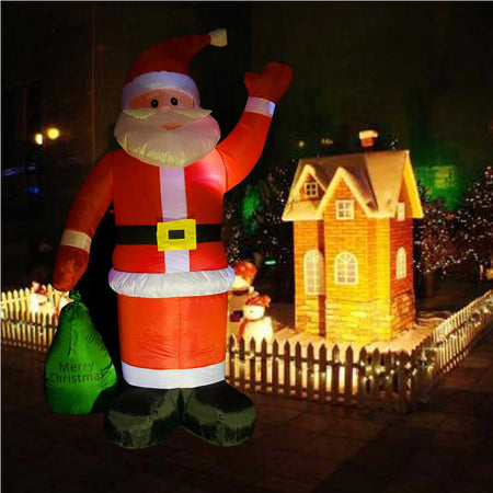 Gonfiabile Babbo Natale 180cm con LED per Esterno e Interno Natalizio Impermeabile
