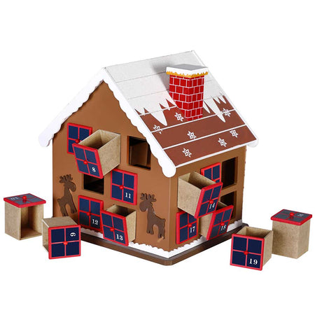 Calendario Avvento Natalizio Casetta in Legno con 24 Cassetti Decorazioni Casa