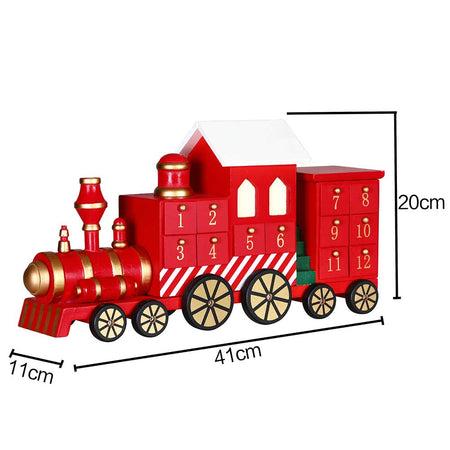 Calendario Avvento Natalizio Trenino in Legno con 24 Cassetti Decorazioni Casa