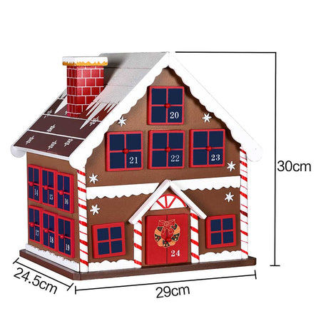 Calendario Avvento Natalizio Casetta in Legno con 24 Cassetti Decorazioni Casa