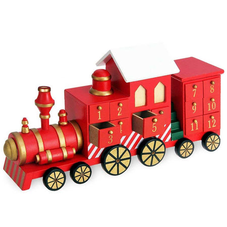 Calendario Avvento Natalizio Trenino in Legno con 24 Cassetti Decorazioni Casa