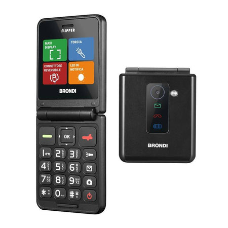 Brondi Flipper telefono cellulare dual sim,Flip attivo.Torcia, Bluetooth,display 2.4Vivavoce e vibrazione