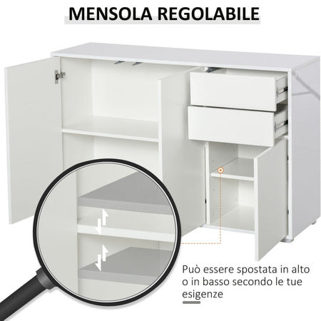 F838-077CWA madia salotto soggiorno bianco lucido 120X75X36 ufficio studio