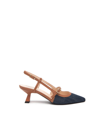 Nero Giardini slingback in tessuto jeans e pelle E512254DE214