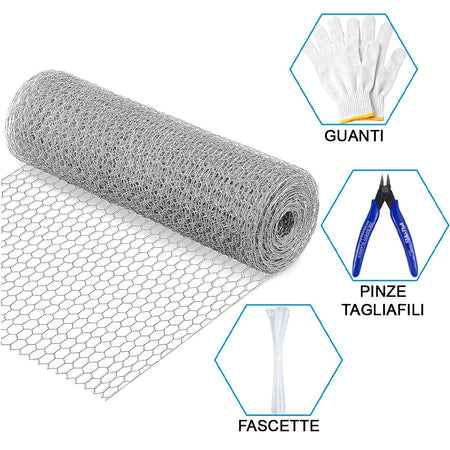 Recinzione Rete Metallica Elettrosaldata H 40cm x 6MT Maglia Esagonale Antiruggine