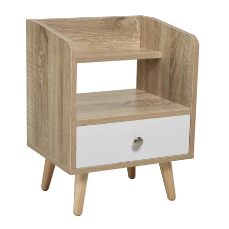Mobiletto Comodino Salvaspazio 1 Cassetto e Mensola in Legno 37x30x48cm