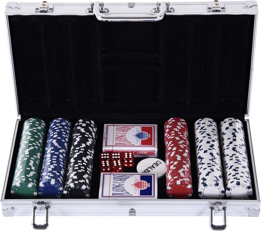 Set Valigetta Poker 300 Chip Fiches in Alluminio 2 Mazzi Texas Hold'em Blackjack