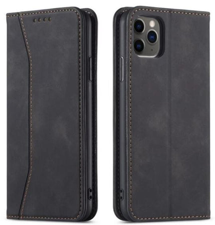 custodia a libro iphone 16 pro con porta carte di credito chiusura magnetica nera