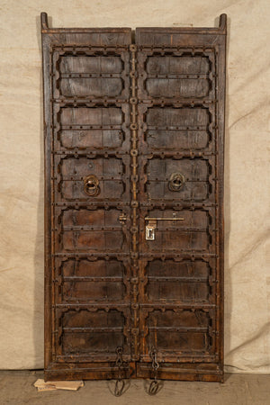 Biscottini Porta portone in legno massello e ferro da interno o da esterno vecchia e antica medievale scorrevole