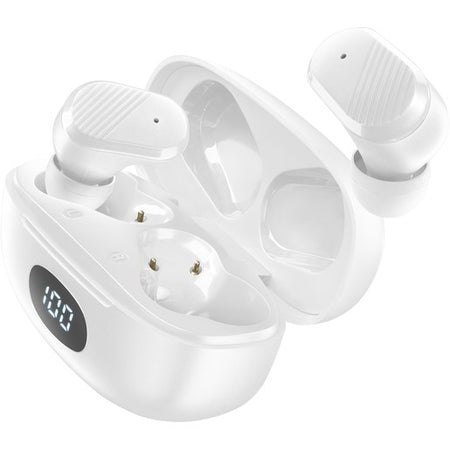 auricolare vivavoce bluetooth doppio con base di ricarica bianco in ear con lcd