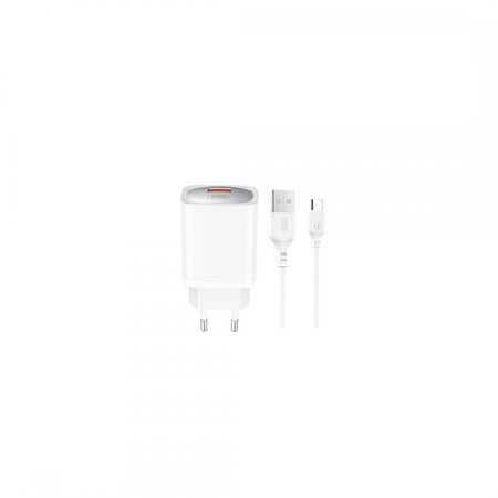 caricabatterie 18w usb + cavo usb-c bianco