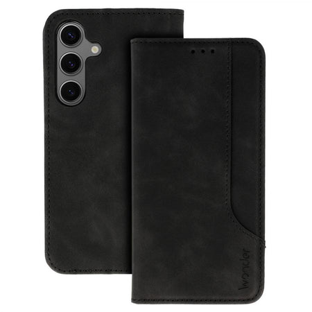 custodia a libro samsung a26 con porta carte di credito chiusura magnetica nera