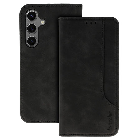 custodia a libro sansung a56 con porta carte di credito chiusura magnetica nera