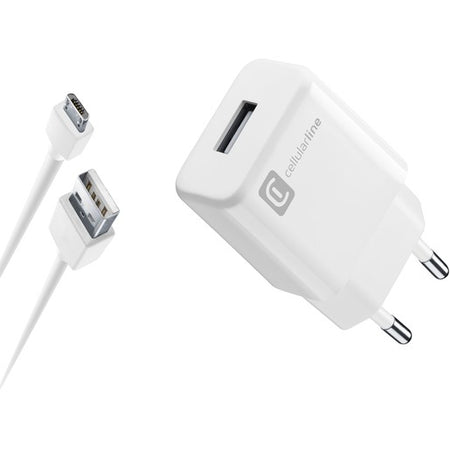 caricabatteria 10w completo di cavo microusb bianco