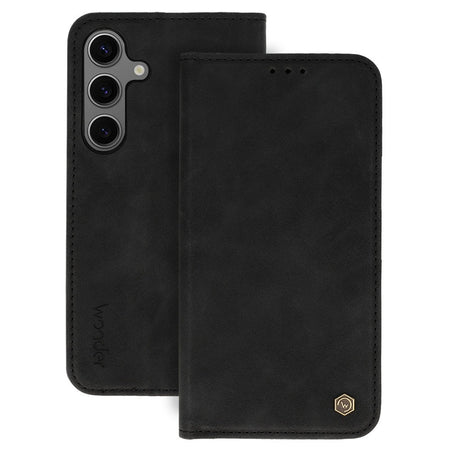 custodia a libro samsung S25 EDGE con porta carte di credito chiusura magnetica nera