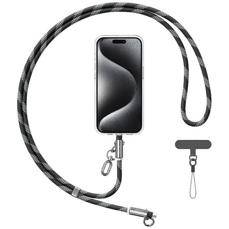 cavo dati 2 in 1 usb-c / usb-c 600w 120cm nero con funzione laccio da collo portacellulare