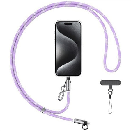 cavo dati usb-c / lighting 2 in 1 30w 120cm viola con funzione laccio da collo portacellulare