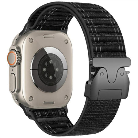 cinturino apple watch nylon nero regolabile serie 38-40-41 mm