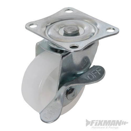 Rotelle girevoli in polipropilene anti traccia con freni da 50mm a 125mm fixman