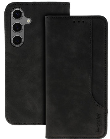custodia a libro samsung a17 con porta carte di credito chiusura magnetica nera