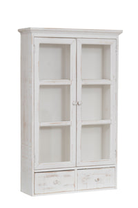 Biscottini VETRINETTA IN LEGNO FINITURA BIANCA ANTICATA L42XPR19XH76 CM STILE SHABBY