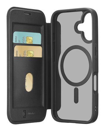 custodia a libro iphone 17 nera con porta carte di credito magsafe
