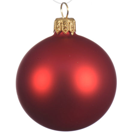 Palline per albero di Natale in vetro decorate color Rosso Chiaro opaco