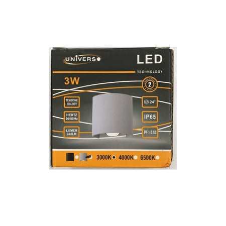 Applique Da Parete Ovale Led Cob Esterno 3w Doppia Emissione Lampada Ip65 Es48