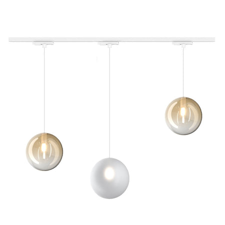 Binario Top Light MONO 1184 ECLIPSE BF-AM BIANCO G9 LED lampada soffitto moderna sfera vetro bianco ambra