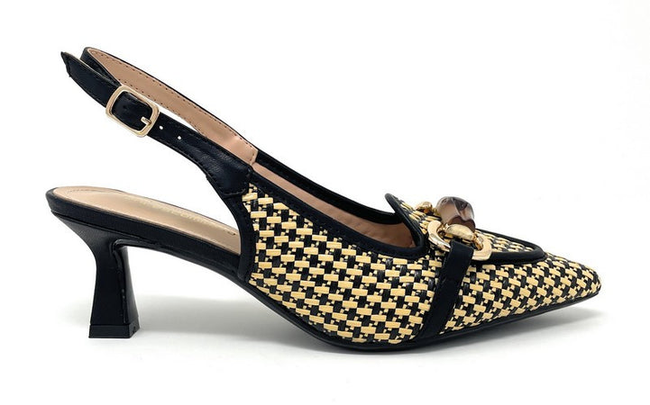Francesco Milano slingback donna nero-beige Praga E06 07K