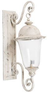Biscottini Lampada applique a muro elettrificata in ferro battuto finitura bianca anticata L28xPR20xH54,5 cm