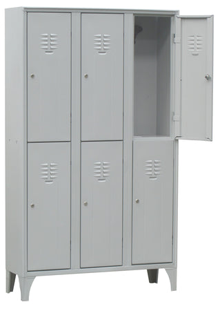 Armadietto spogliatoio di metallo a 6 posti sovrapposti cm. 105x50x180h
