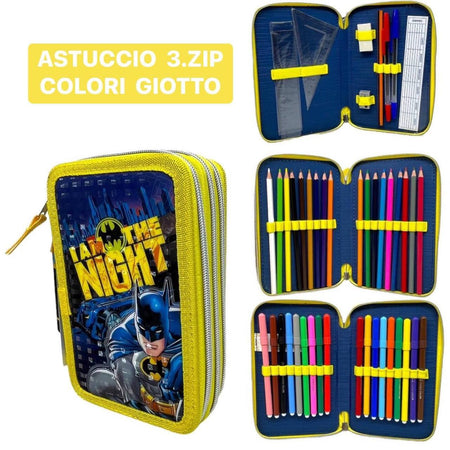 ASTUCCIO 3 ZIP SCUOLA DIS. BATMAN MULTISCOMPARTO COLORI GIOTTO