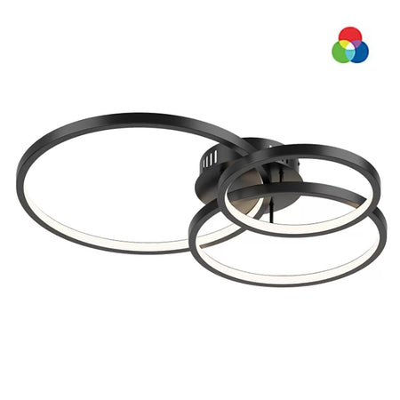 Plafoniera TRIO Lighting AARON 652710342 LED RGBW 4200LM metallo antracite lampada soffitto ultramoderna telecomando