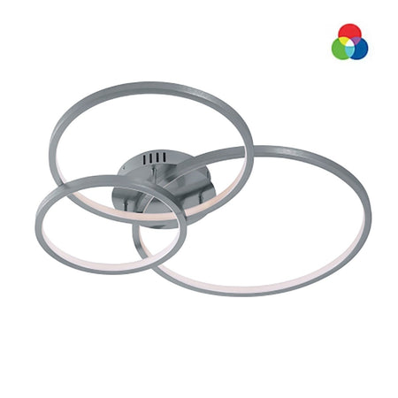 Plafoniera TRIO Lighting AARON 652710307 LED RGBW 4200LM metallo nikel lampada soffitto ultramoderna telecomando
