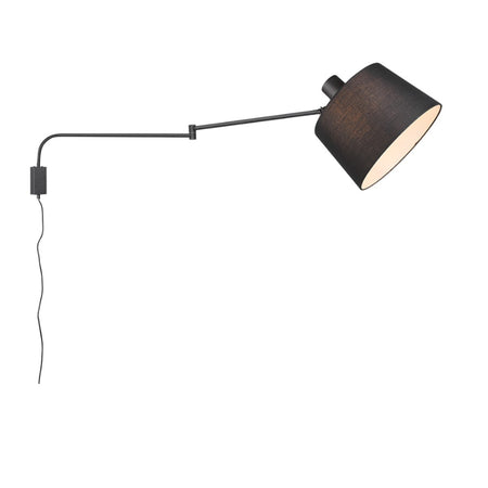 Braccio parete snodabile orientabile Trio Lithing BALDO 200600132 E27 LED metallo nero paralume tessuto