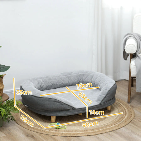 Cuccia Divano per Cani Tessuto Imbottito Lettino per Cani Grandi Medi 90x78 H25cm