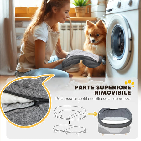 Cuccia Divano per Cani Tessuto Imbottito Lettino per Cani Grandi Medi 90x78 H25cm
