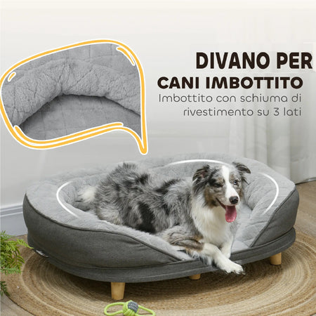 Cuccia Divano per Cani Tessuto Imbottito Lettino per Cani Grandi Medi 90x78 H25cm