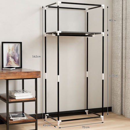 Armadio in Tessuto TNT Guardaroba Appendiabiti con Ripiano 70x46H160 cm Beige