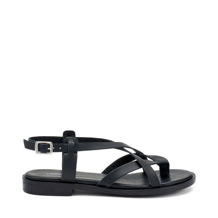 Frau sandali donna infradito in pelle nero 86P2
