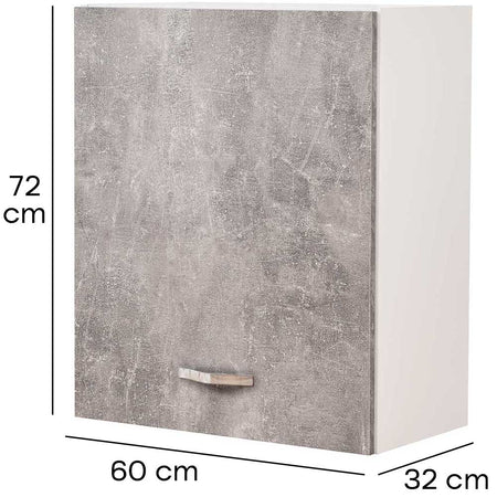 Mobile Cucina Pensile 1 Anta Componibile in Legno Colore Grigio 60x32 H72cm