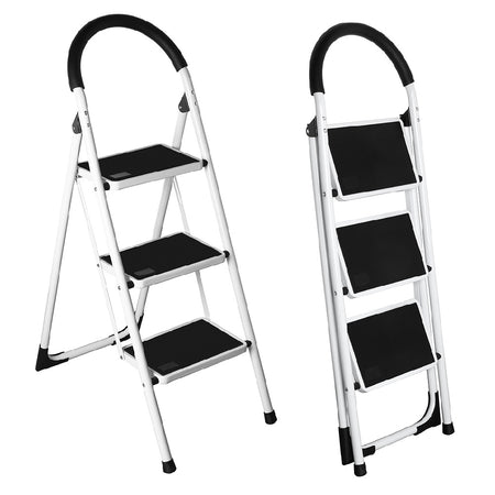 Scala Sgabello Pieghevole 3 Gradini Antiscivolo Metallo Verniciato max 150kg