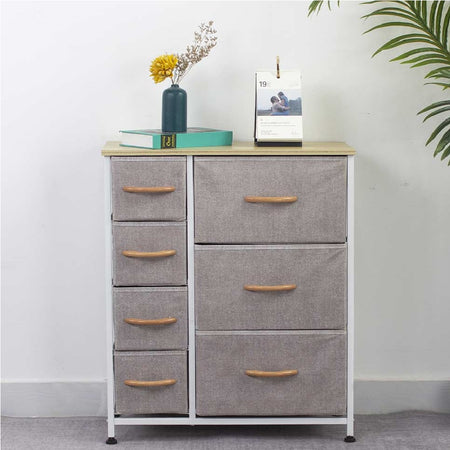 Mobile Cassettiera 7 Cassetti Metallo Legno e Tessuto 61x30 H 72cm Casa Ufficio